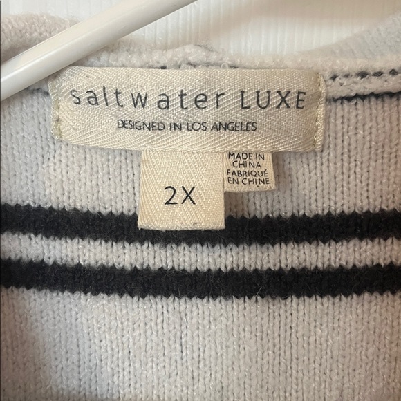 Saltwater LUXE Black and Cream Knit Cardigan Womens 2X - Picture 2 of 7